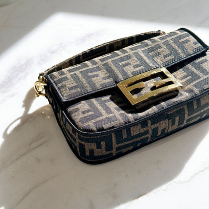 Fendi Mini Baguette in Brown FF Jacquard Fabric