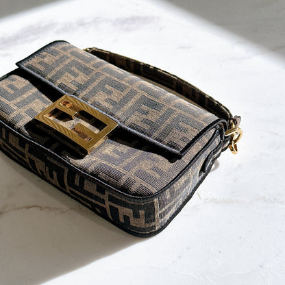 Fendi Mini Baguette in Brown FF Jacquard Fabric