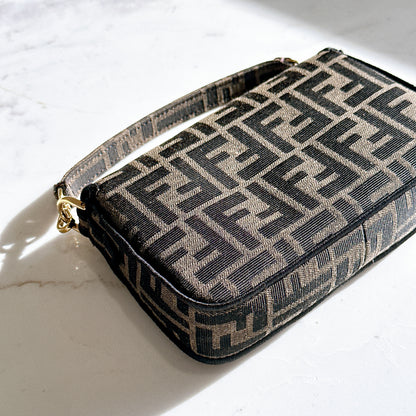 Fendi Mini Baguette in Brown FF Jacquard Fabric