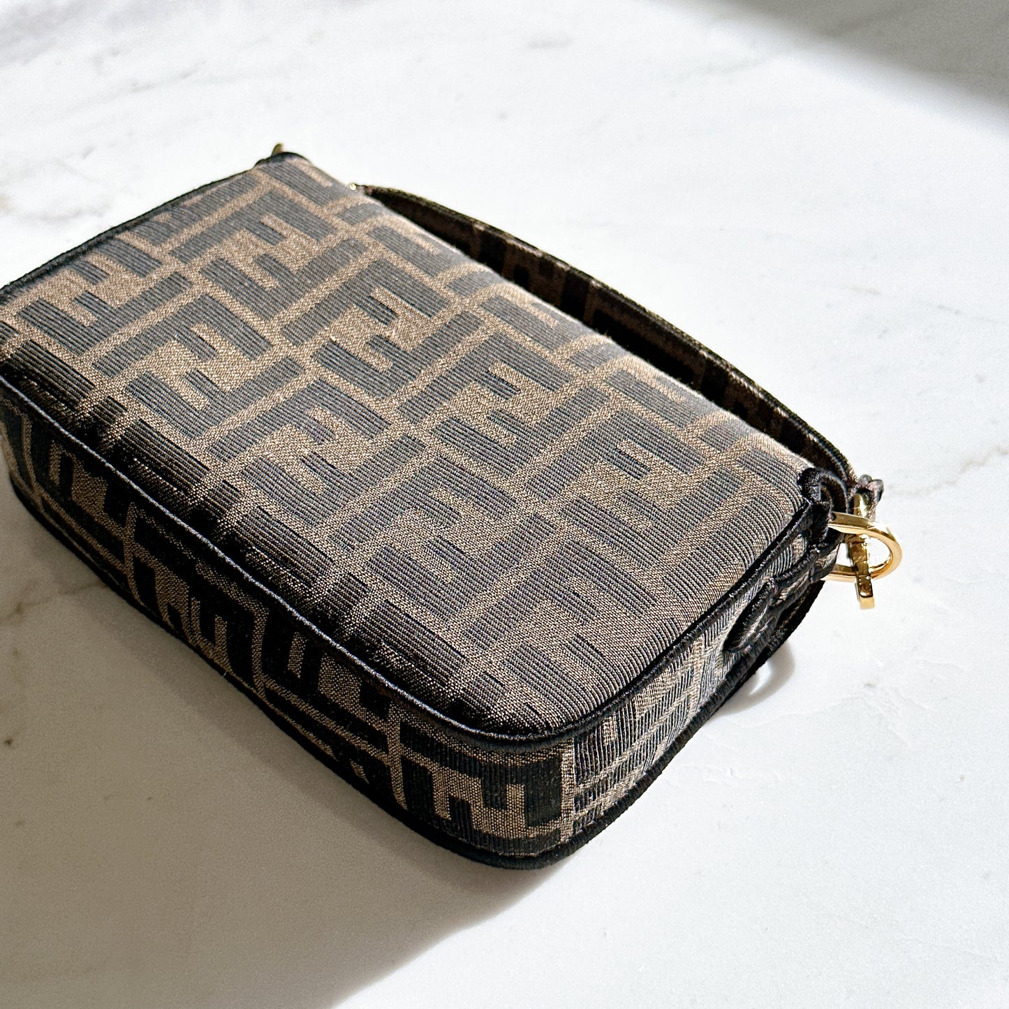Fendi Mini Baguette in Brown FF Jacquard Fabric