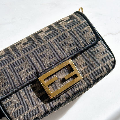 Fendi Mini Baguette in Brown FF Jacquard Fabric