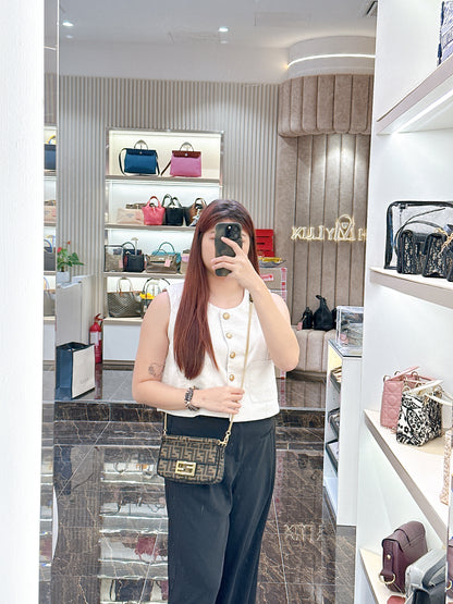 Fendi Mini Baguette in Brown FF Jacquard Fabric