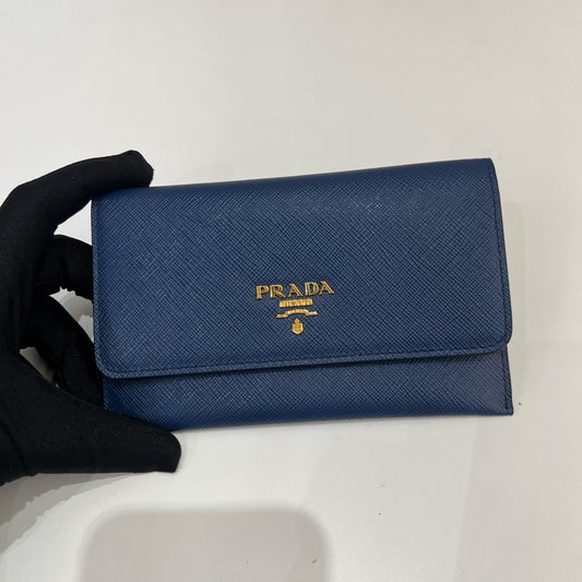 Prada Saffiano Cardholder in Blue