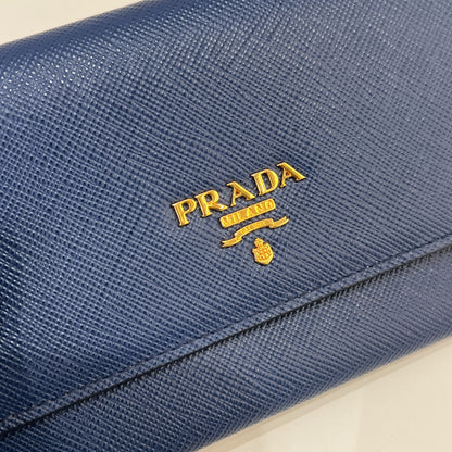 Prada Saffiano Cardholder in Blue