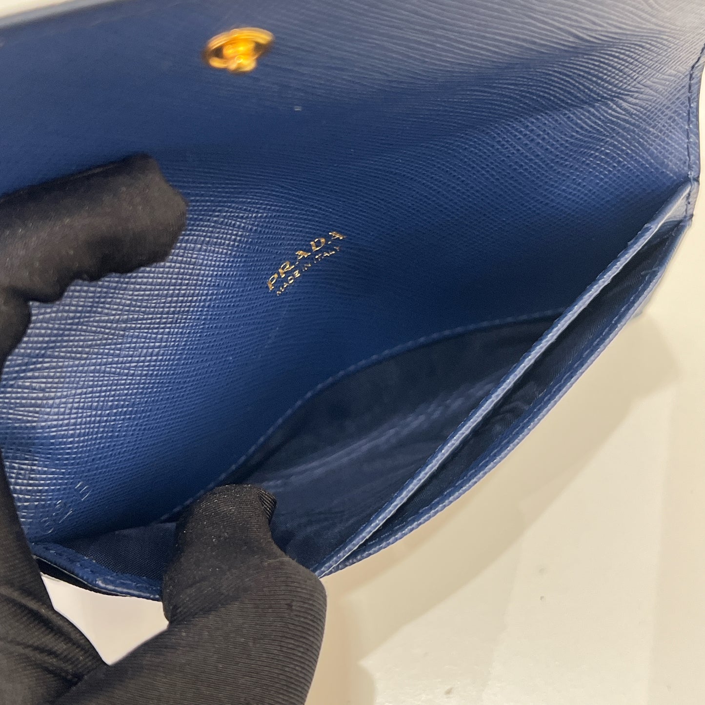 Prada Saffiano Cardholder in Blue