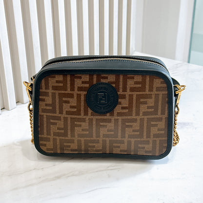 Fendi Tobacco Glazed Canvas FF 1974 Camera Bag