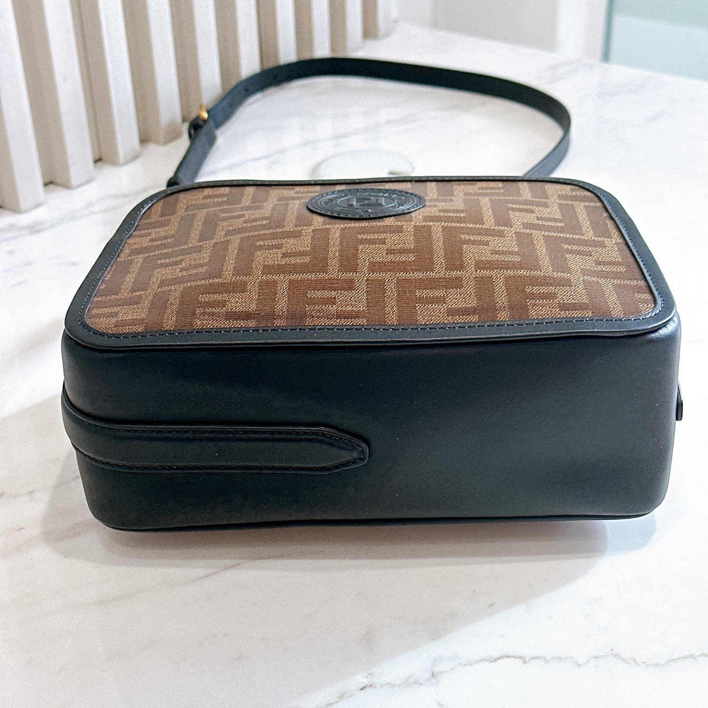 Fendi Tobacco Glazed Canvas FF 1974 Camera Bag