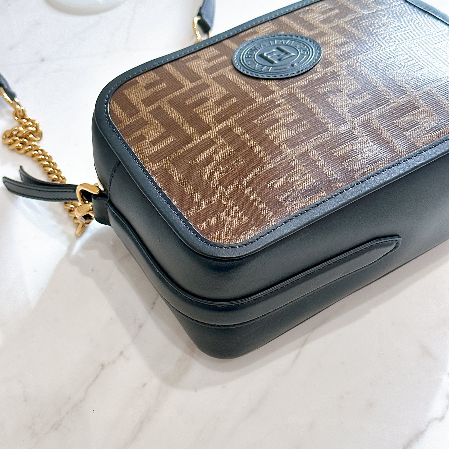 Fendi Tobacco Glazed Canvas FF 1974 Camera Bag