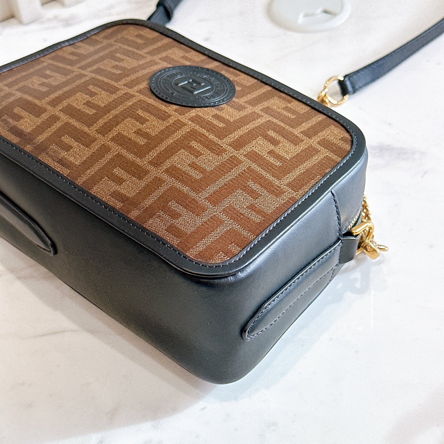Fendi Tobacco Glazed Canvas FF 1974 Camera Bag