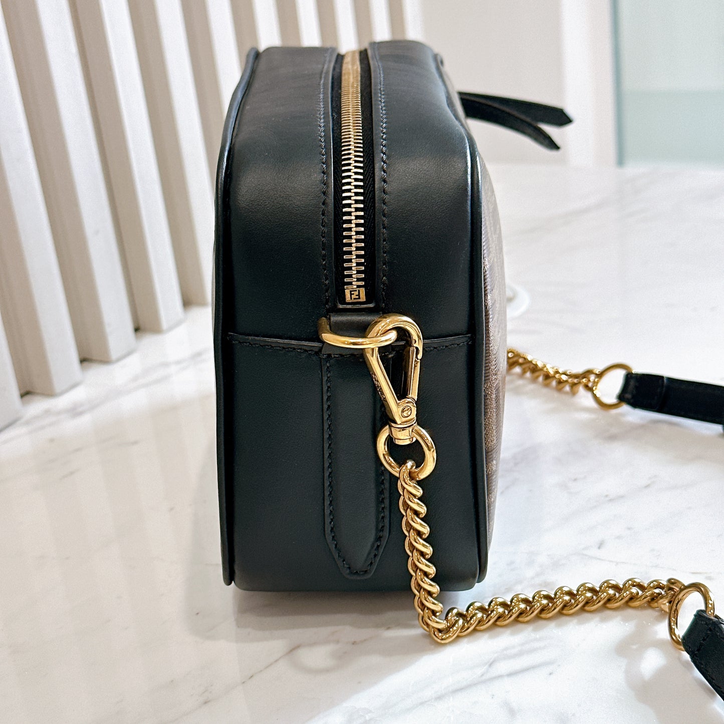 Fendi Tobacco Glazed Canvas FF 1974 Camera Bag