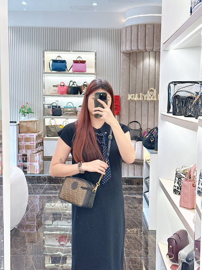 Fendi Tobacco Glazed Canvas FF 1974 Camera Bag