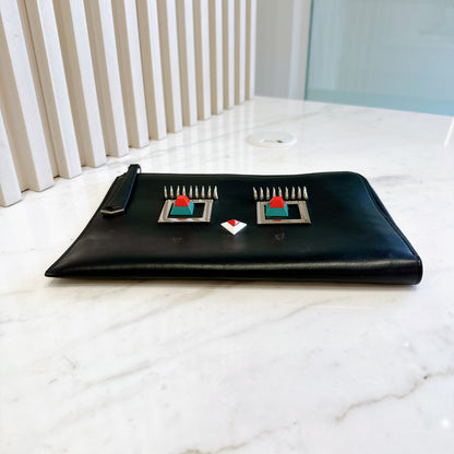 Fendi Studded Face Clutch
