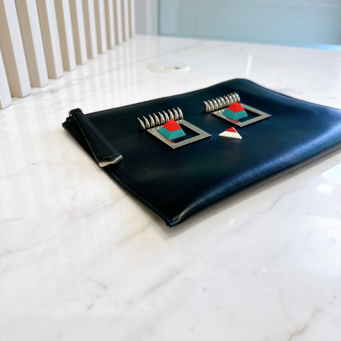 Fendi Studded Face Clutch