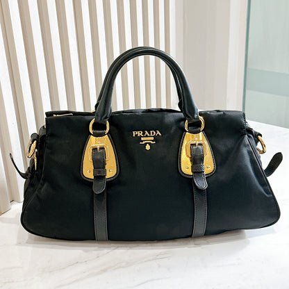 Prada Tessuto Nylon and Soft Calfskin Leather 2 Way Satchel Bag