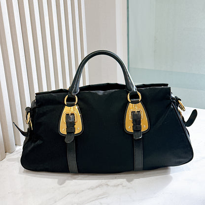 Prada Tessuto Nylon and Soft Calfskin Leather 2 Way Satchel Bag