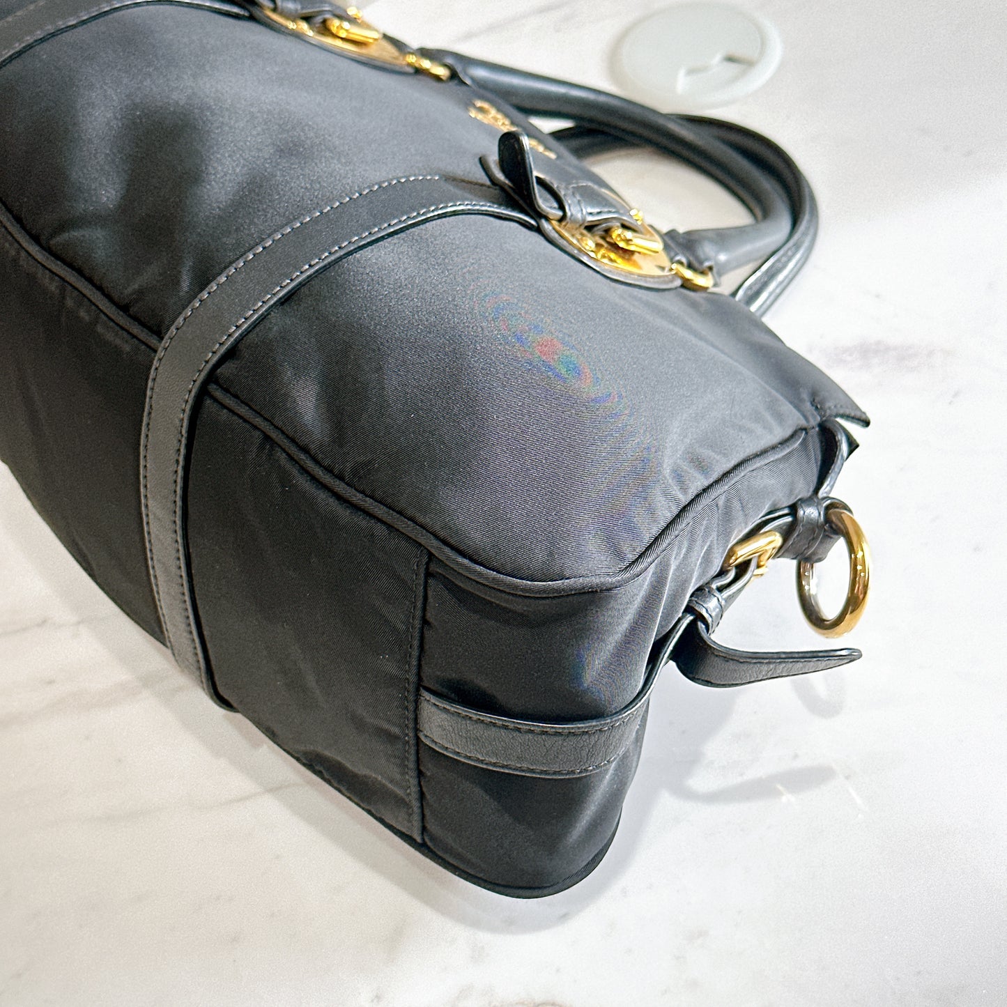 Prada Tessuto Nylon and Soft Calfskin Leather 2 Way Satchel Bag