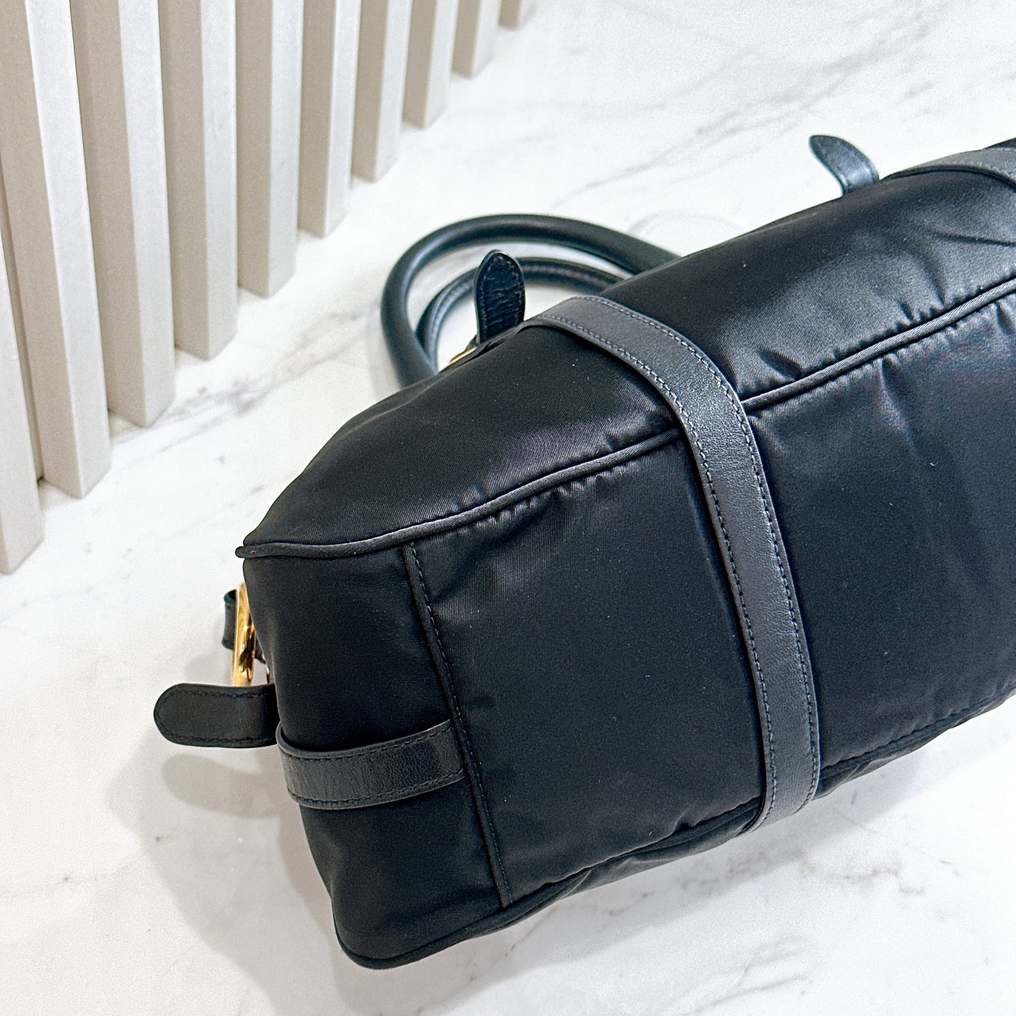 Prada Tessuto Nylon and Soft Calfskin Leather 2 Way Satchel Bag