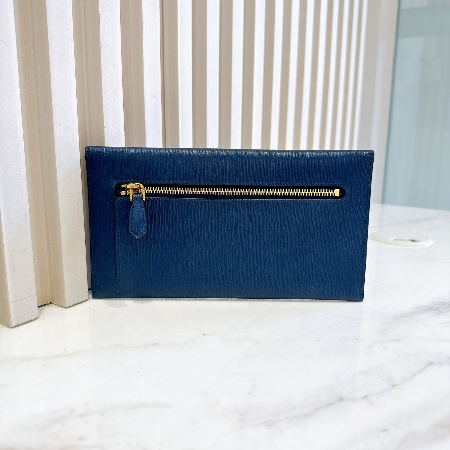 Prada Blue Saffiano Envelope Wallet