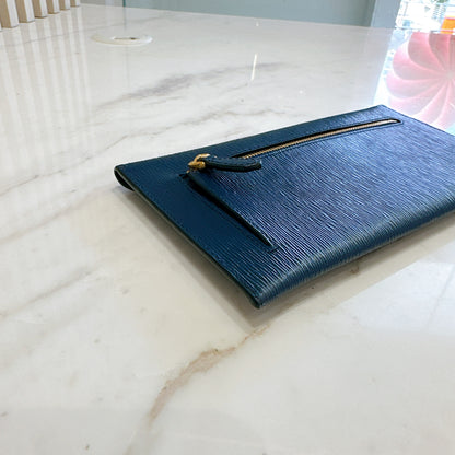 Prada Blue Saffiano Envelope Wallet