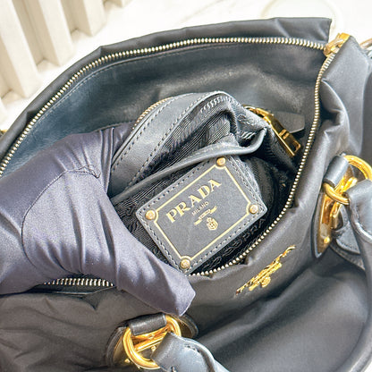 Prada Tessuto Nylon and Soft Calfskin Leather 2 Way Satchel Bag