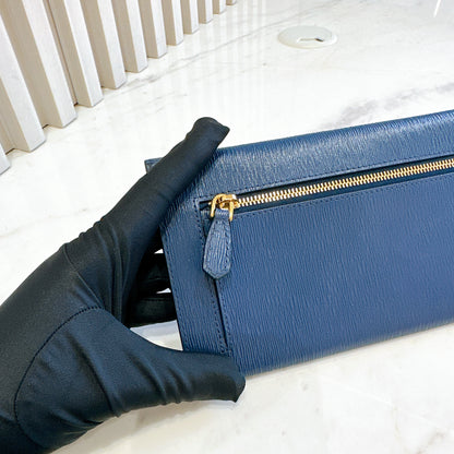 Prada Blue Saffiano Envelope Wallet
