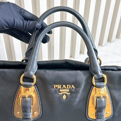 Prada Tessuto Nylon and Soft Calfskin Leather 2 Way Satchel Bag