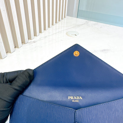 Prada Blue Saffiano Envelope Wallet