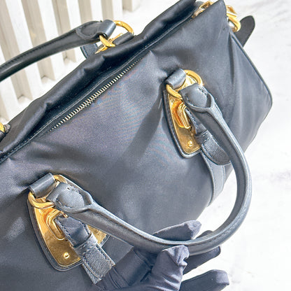 Prada Tessuto Nylon and Soft Calfskin Leather 2 Way Satchel Bag