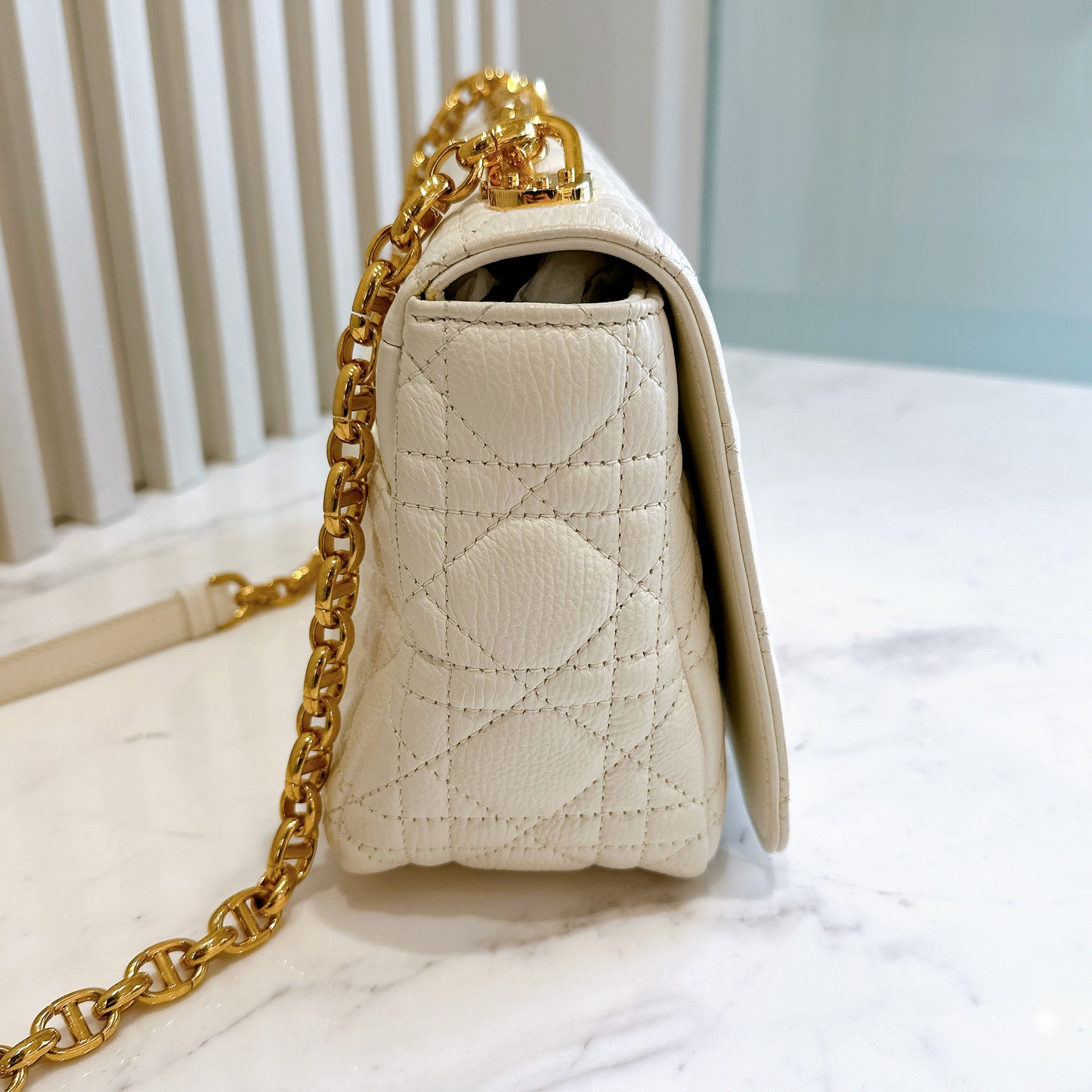 Dior Medium in Ivory Supple Cannage Calfskin