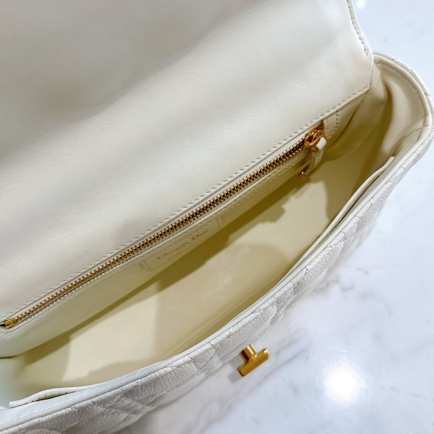 Dior Medium in Ivory Supple Cannage Calfskin