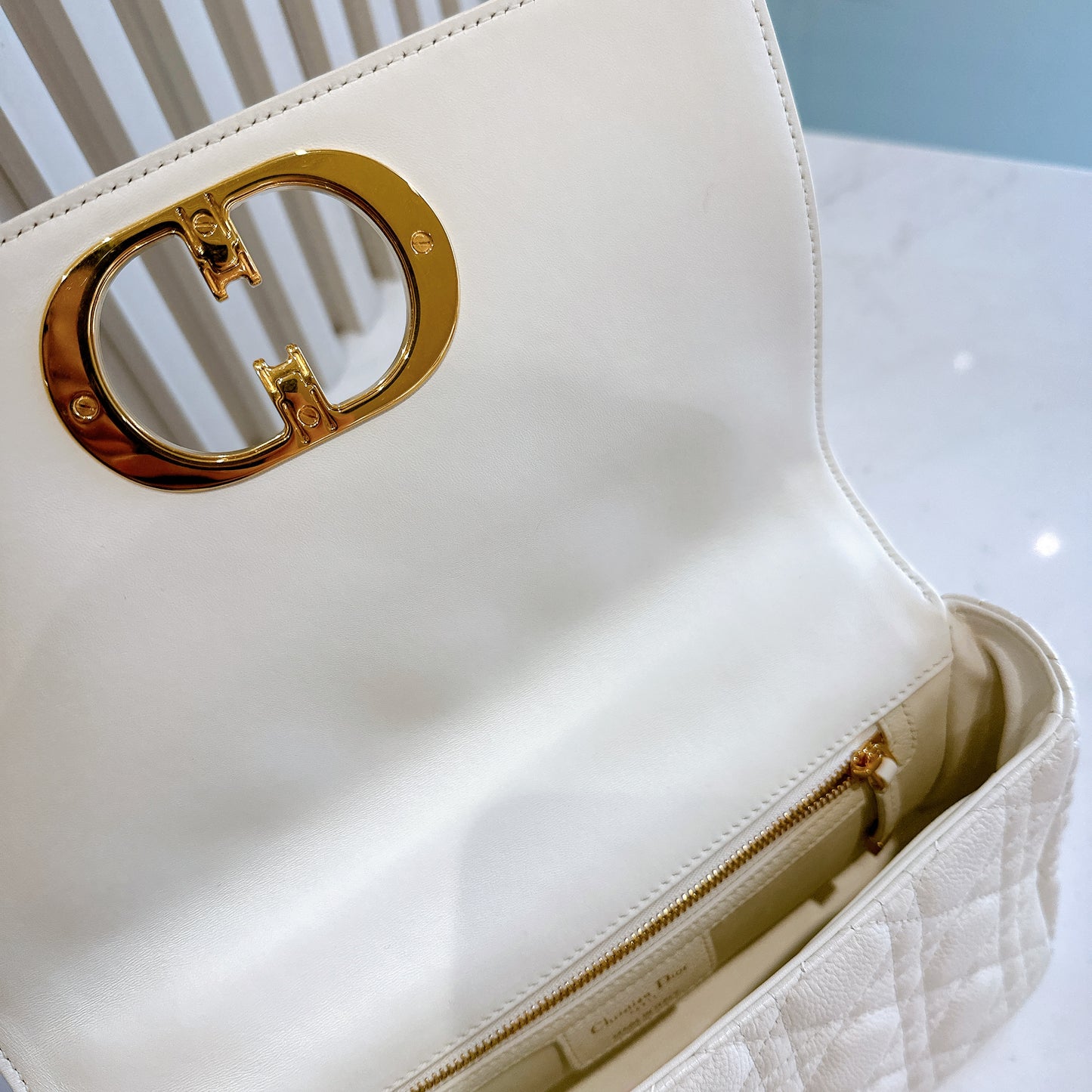 Dior Medium in Ivory Supple Cannage Calfskin