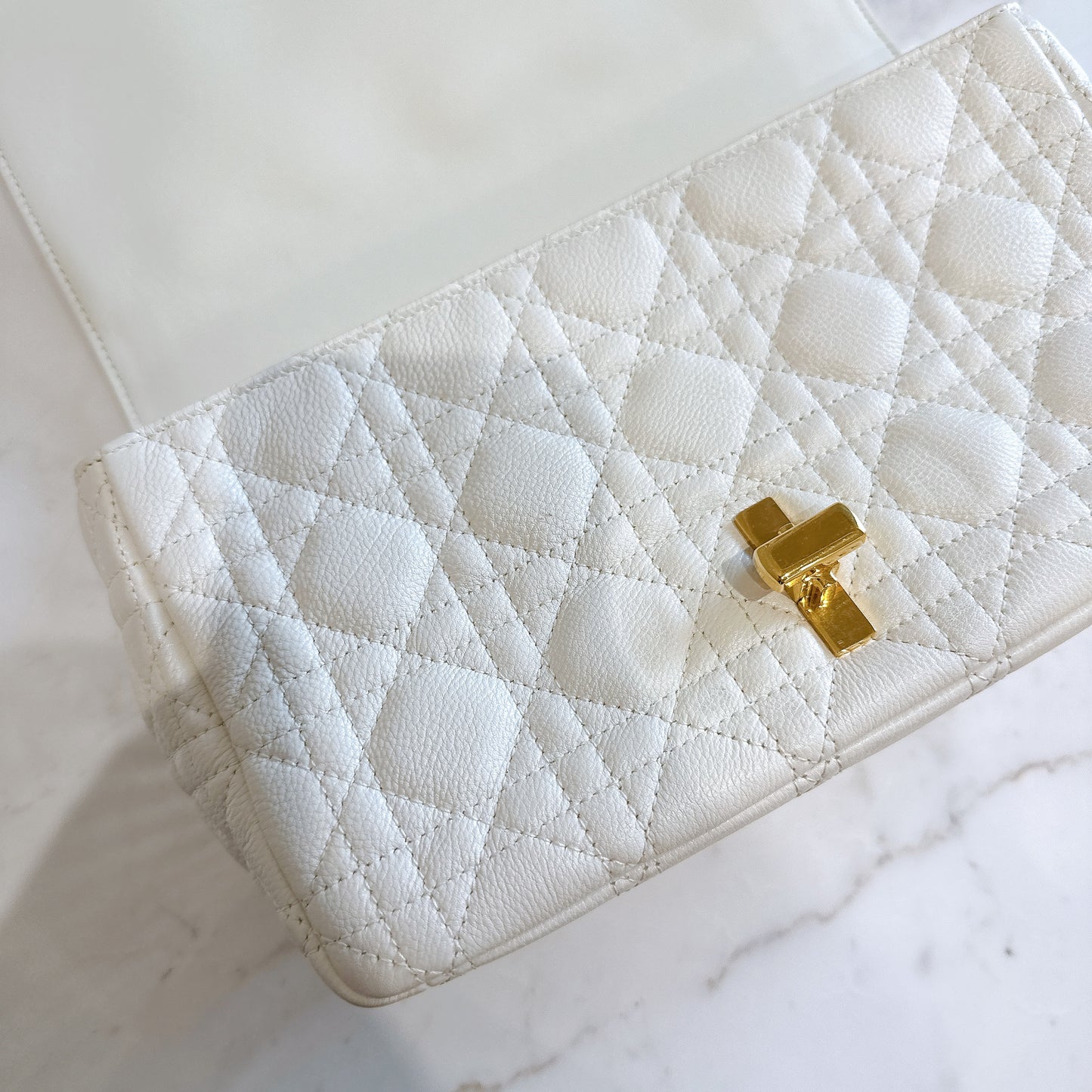 Dior Medium in Ivory Supple Cannage Calfskin
