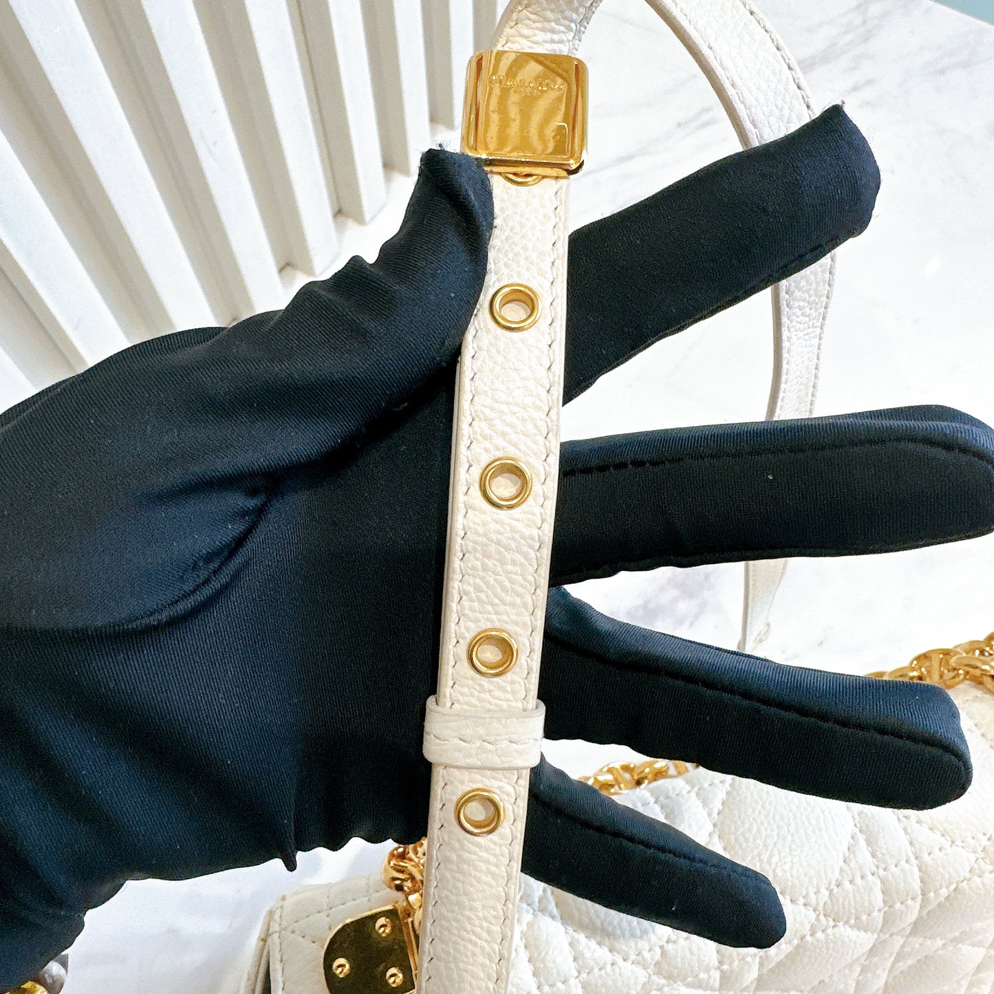 Dior Medium in Ivory Supple Cannage Calfskin