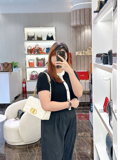Dior Medium in Ivory Supple Cannage Calfskin