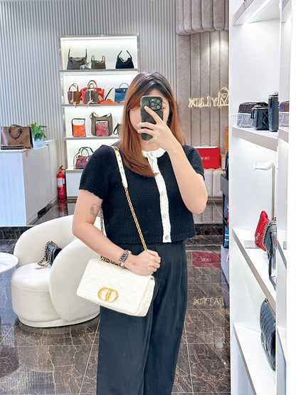 Dior Medium in Ivory Supple Cannage Calfskin