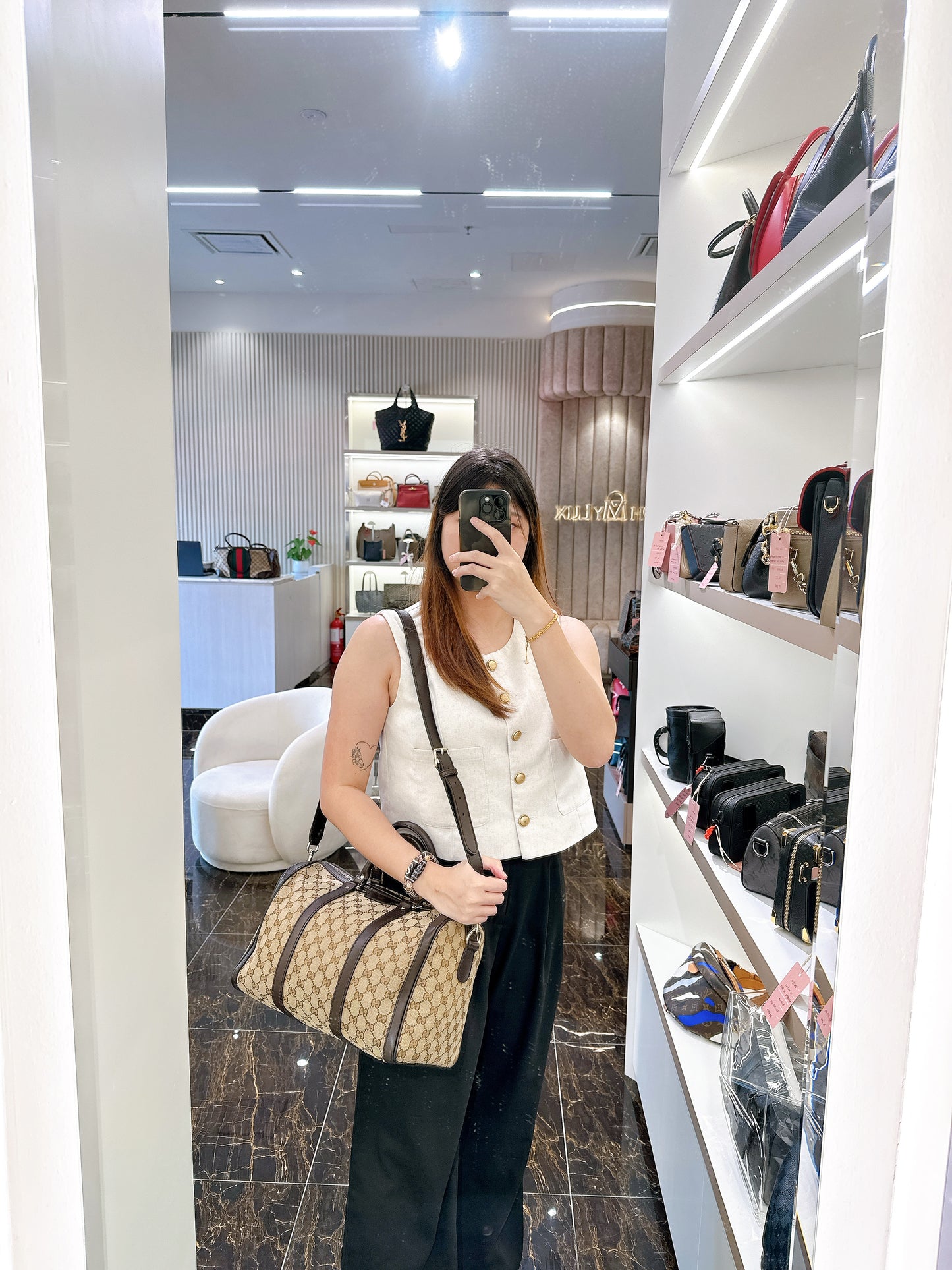 Gucci Canvas Boston Bag