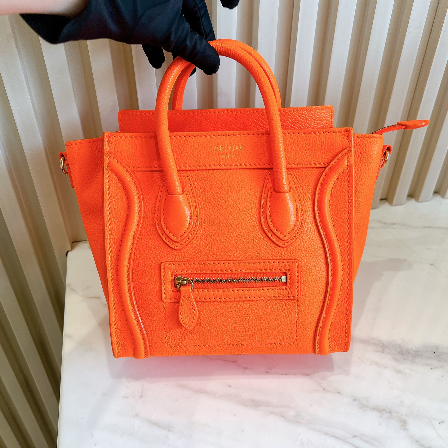 Celine Nano Luggage in Bright Orange