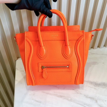 Celine Nano Luggage in Bright Orange