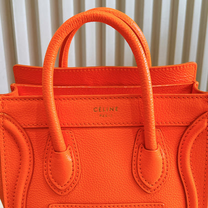 Celine Nano Luggage in Bright Orange