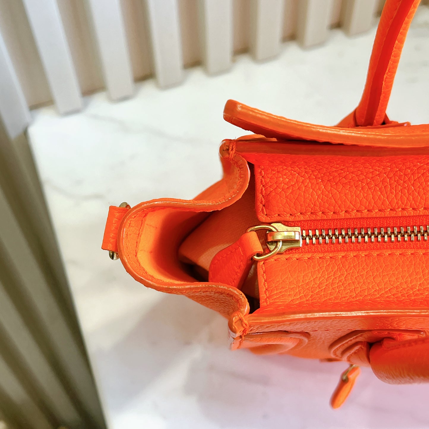Celine Nano Luggage in Bright Orange