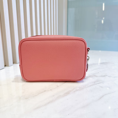 Prada Saffiano Fiocco Bow Camera Crossbody Bag in Pink