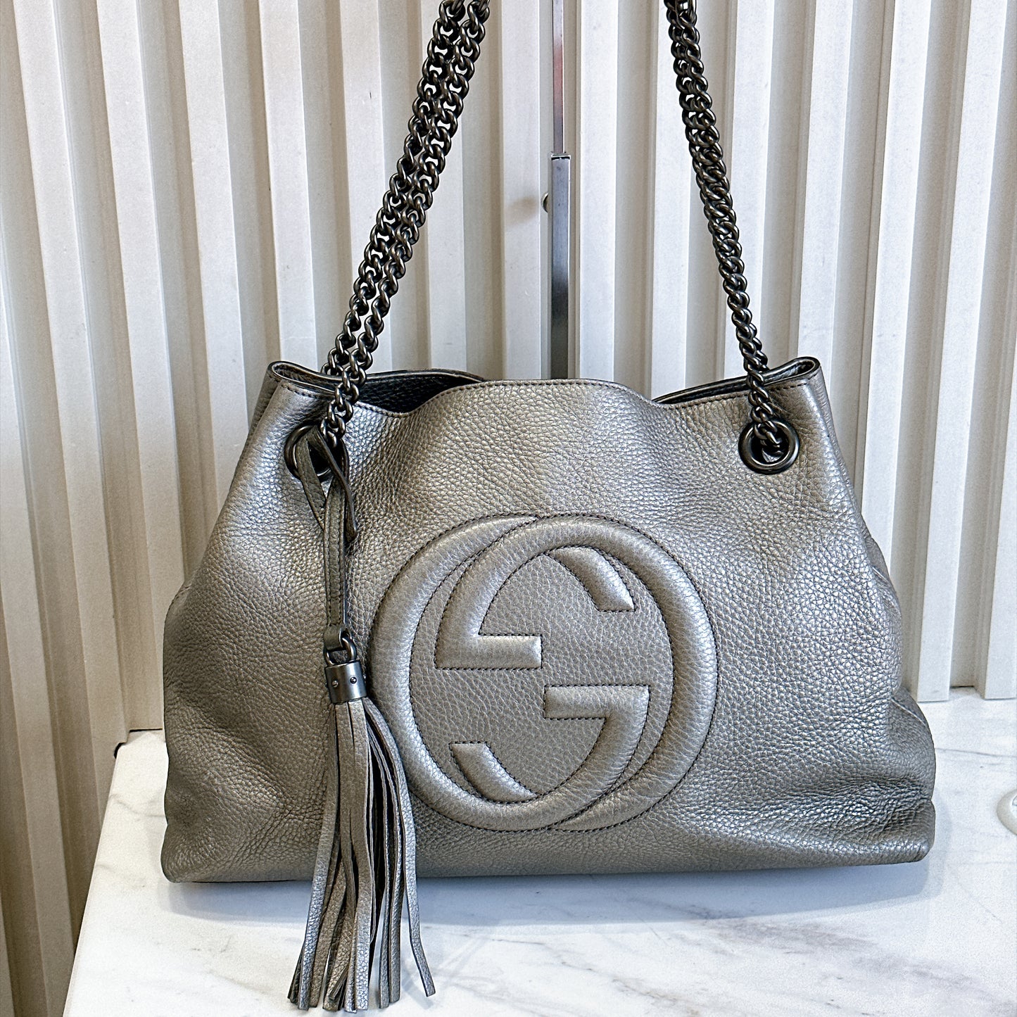 Gucci Soho Tote in Metallic Silver