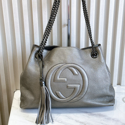 Gucci Soho Tote in Metallic Silver