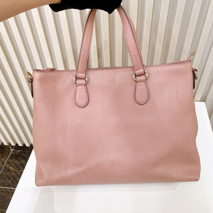 Gucci Bamboo Tassel Calfskin Top Handle Bag Soft Pink