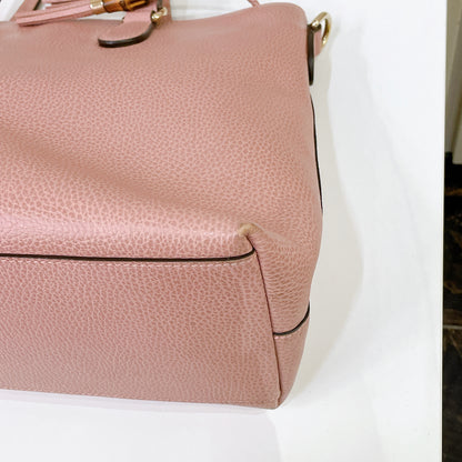 Gucci Bamboo Tassel Calfskin Top Handle Bag Soft Pink