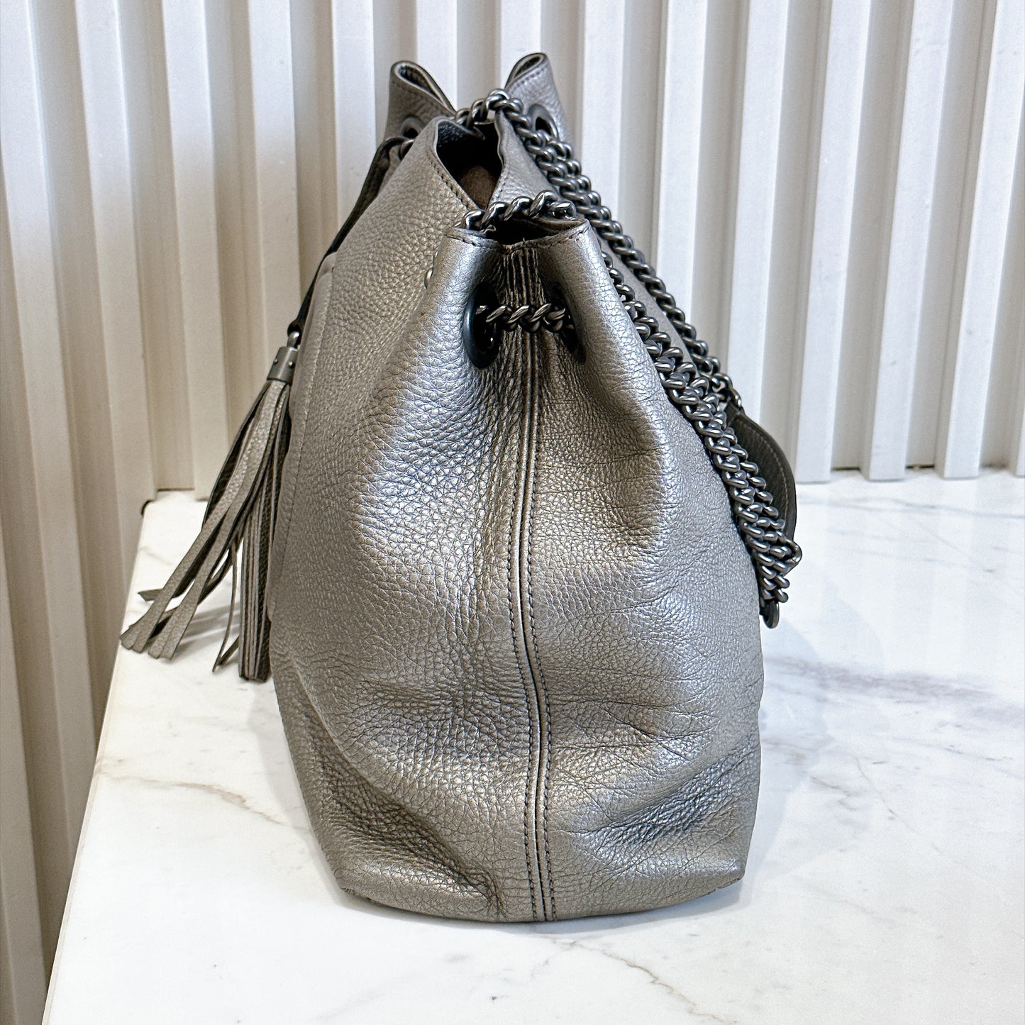 Gucci Soho Tote in Metallic Silver