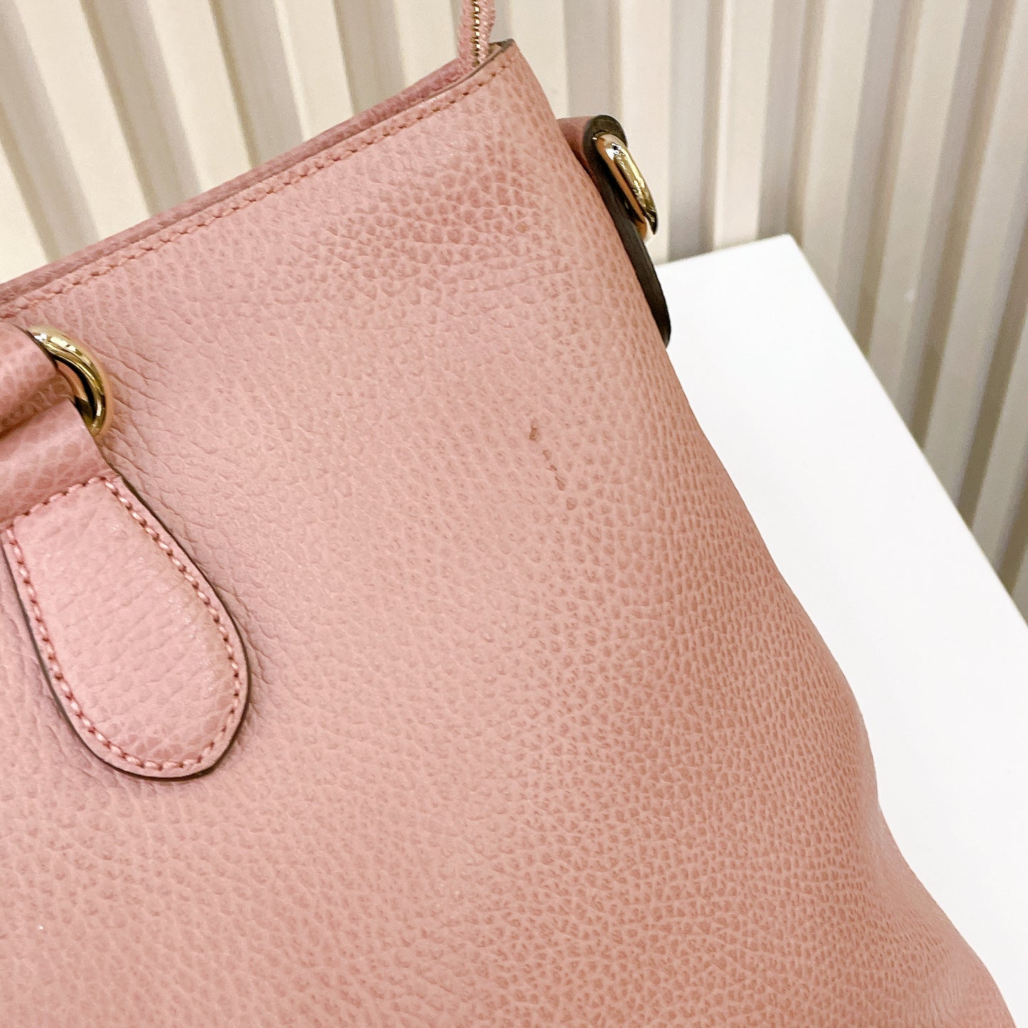 Gucci Bamboo Tassel Calfskin Top Handle Bag Soft Pink
