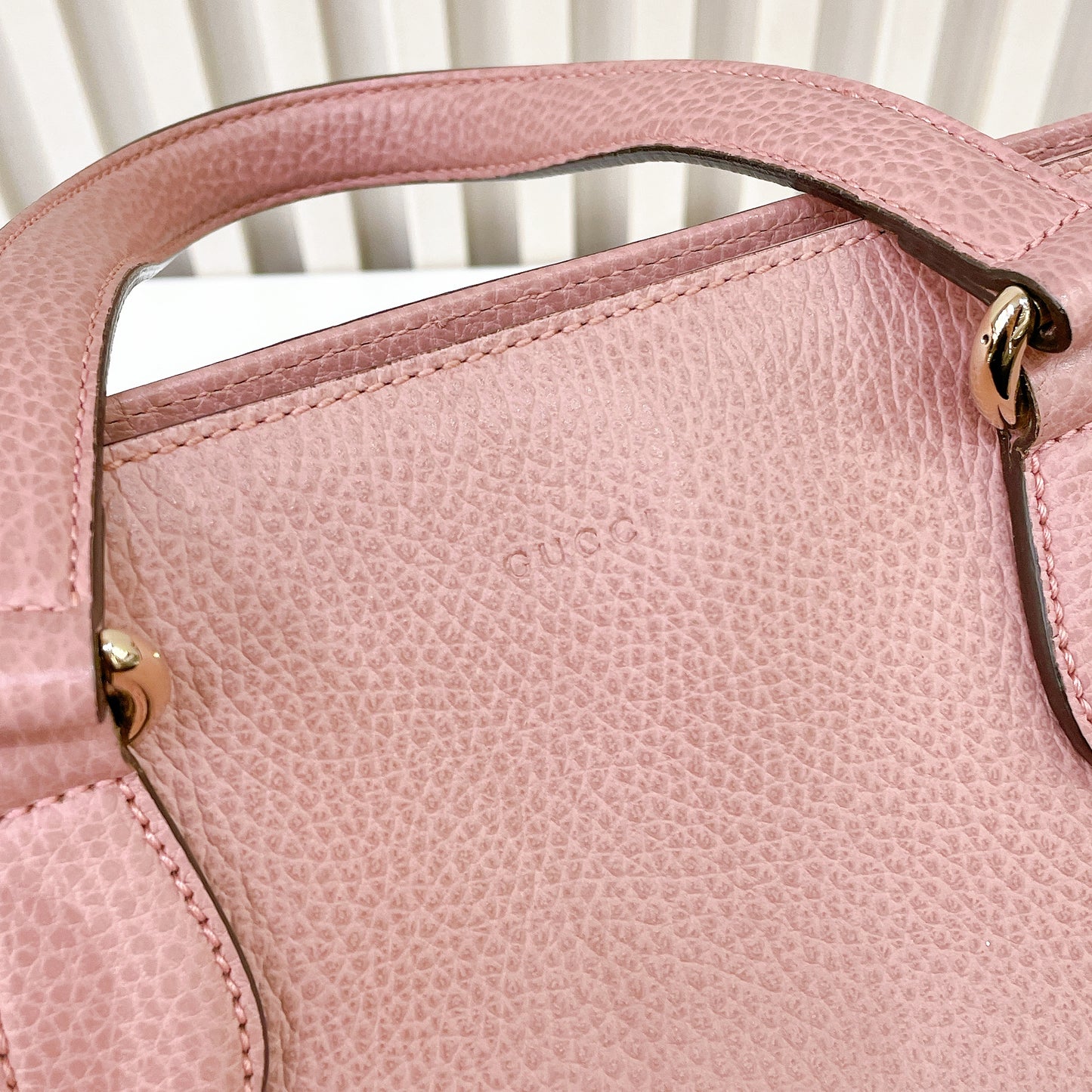 Gucci Bamboo Tassel Calfskin Top Handle Bag Soft Pink