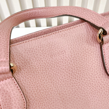Gucci Bamboo Tassel Calfskin Top Handle Bag Soft Pink