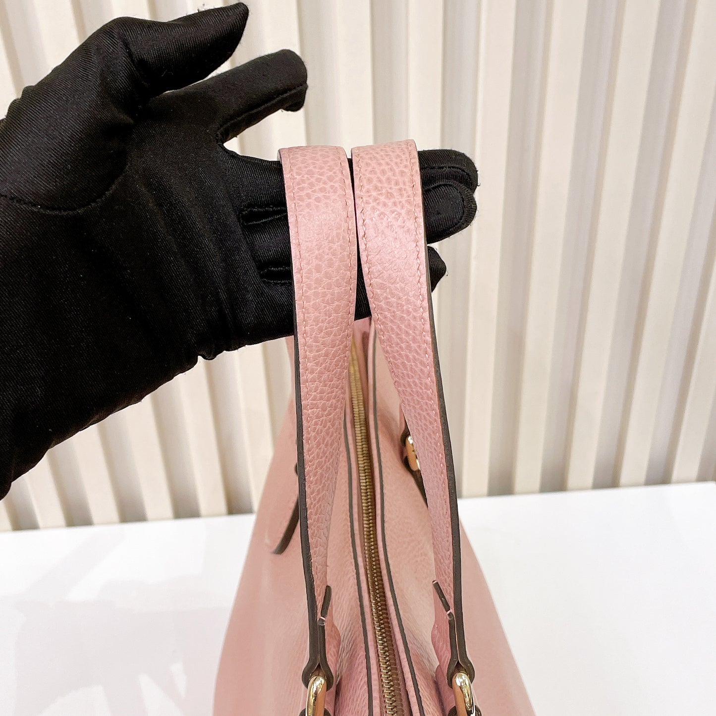 Gucci Bamboo Tassel Calfskin Top Handle Bag Soft Pink